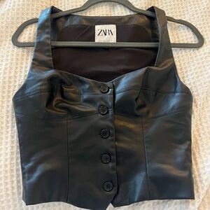 ZARA leather corset top